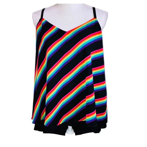TORRID Colorful Black Sheer Sleeveless Top 00 - Picture 1 of 7
